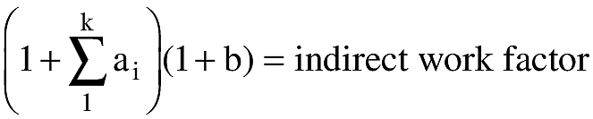 Equation for (f)(1) The indirect work factor is determined using the following formula