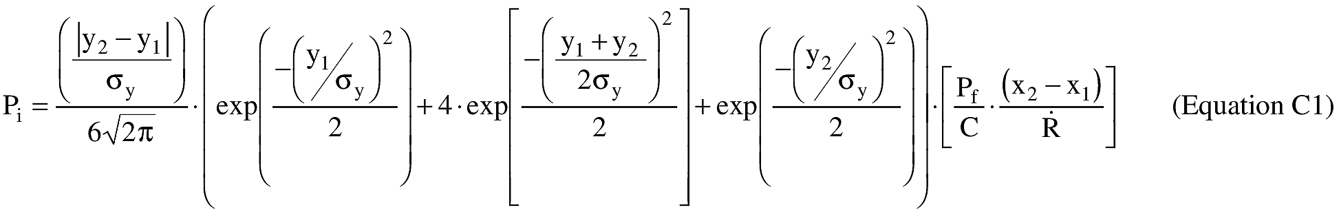 Equation for (i) For the launch and downrange areas, but not for a final stage impact dispersion area for a guided suborbital launch vehicle, an applicant shall compute Pi for each populated area using the following equation