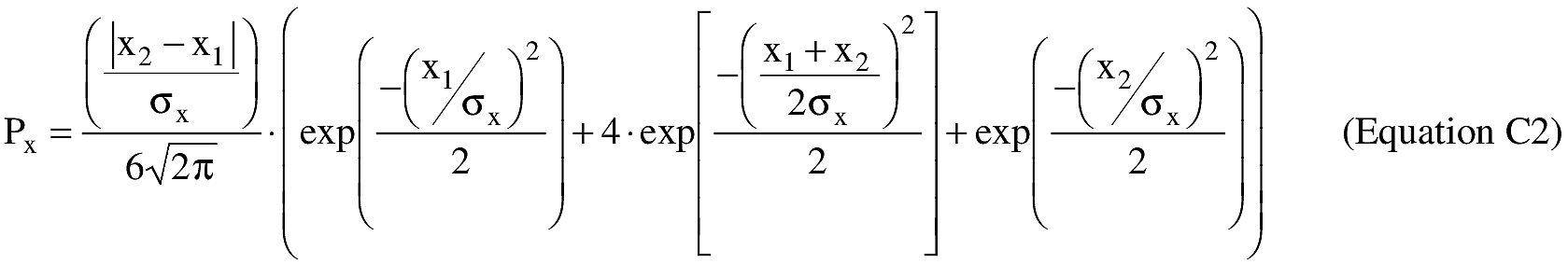 Equation for (A) An applicant shall estimate the probability of final stage impact in the x and y sectors of each populated area within the final stage impact dispersion area using equations C2 and C3