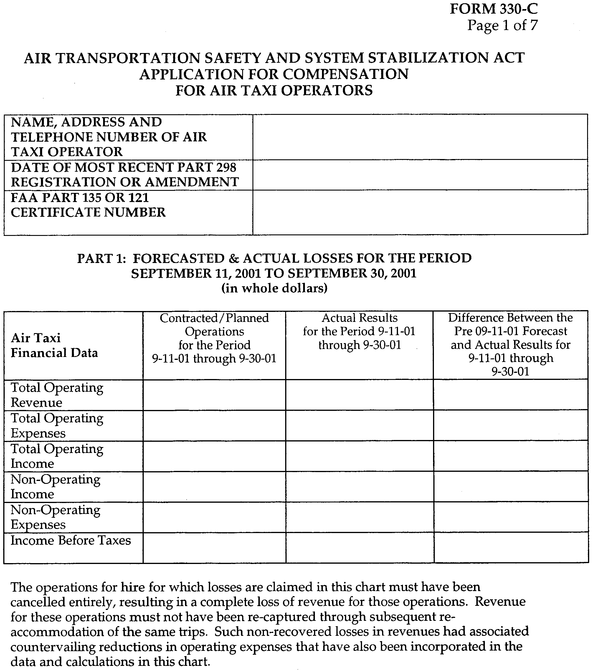 Graphic of Appendix C to Part 330—Forms for Air Taxi Operators